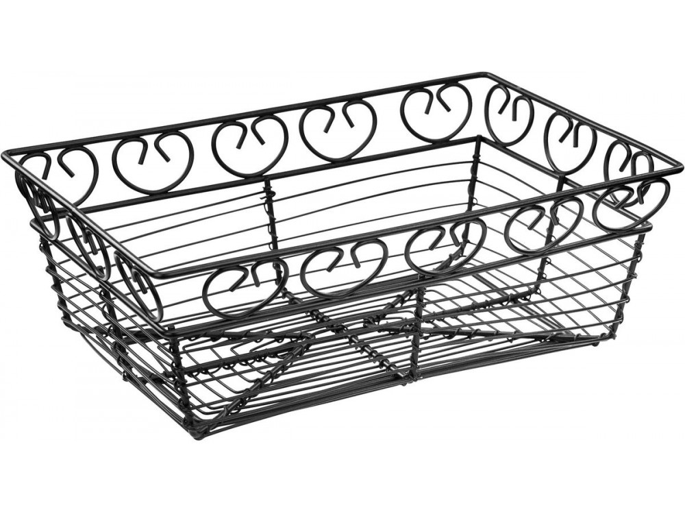 Winco WBKG-9 Black Wire Rectangular 9" x 5-7/8" x 3" Bread/Fruit Basket