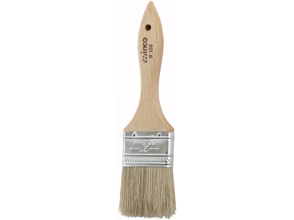 Winco WBR-20 Boar Bristle 2" Wide Pastry Brush