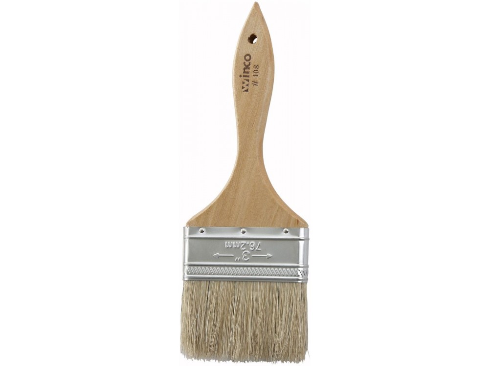 Winco WBR-30 Boar Bristle 3" Wide Pastry Brush