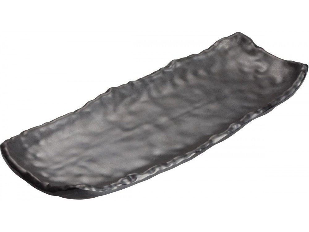 Winco WDM019-302 Black 24 pcs/case 12-1/2" x 5" Melamine Rectangular Plate