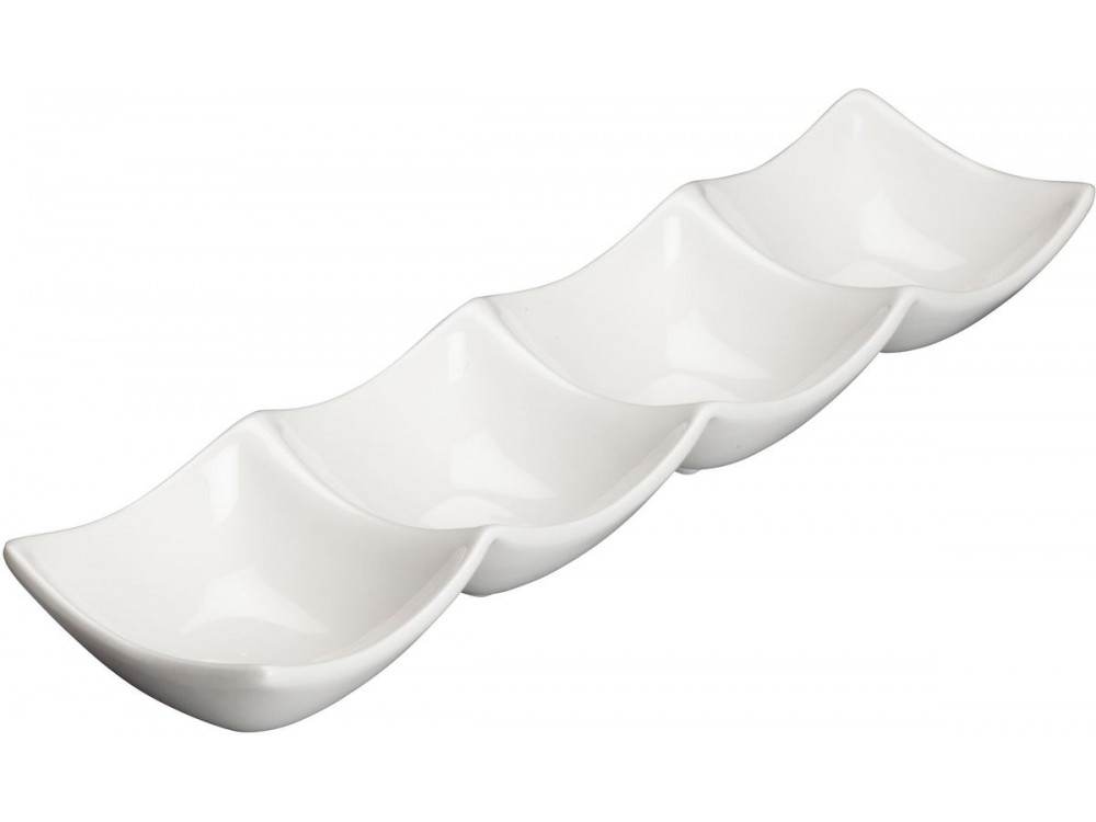 Winco WDP017-105 Durable White 36 sets/case 11-7/8" x 3" Porcelain Quartet Bowl