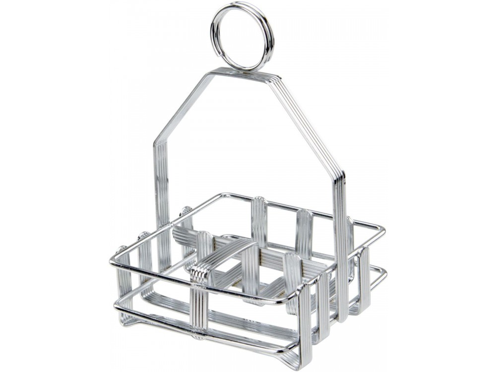 Winco WH-7 Chrome Plated Cruet Rack for Salt/Pepper Shaker & Sugar Packets