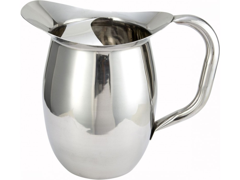 Winco WPB-2C Stainless Steel 2 Quart Bell Pitcher with Ice Catcher