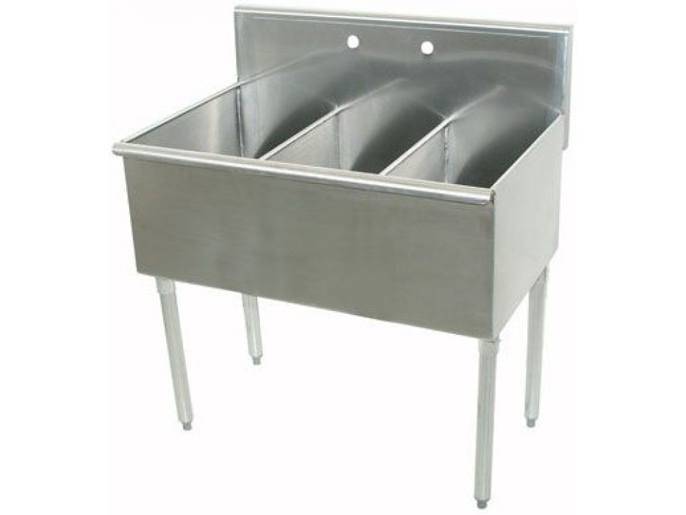 Advance Tabco 4-3-48 3-Compartment 430 Stainless Steel Square Corner Scullery Sink