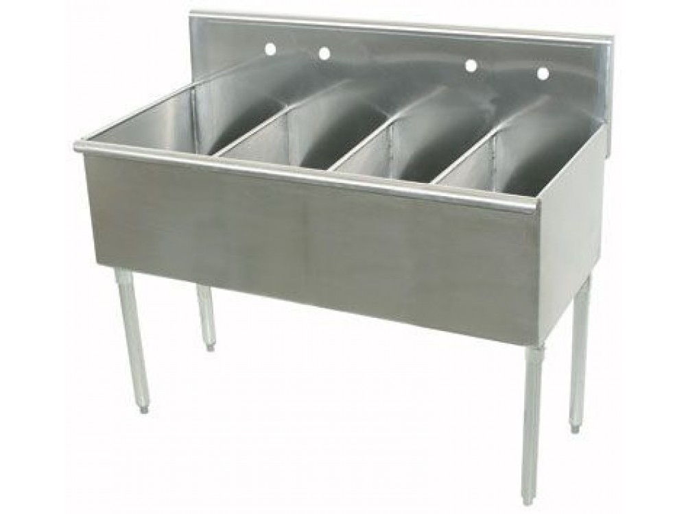 Advance Tabco 4-4-48 4-Compartment 430 Stainless Steel Square Corner Scullery Sink