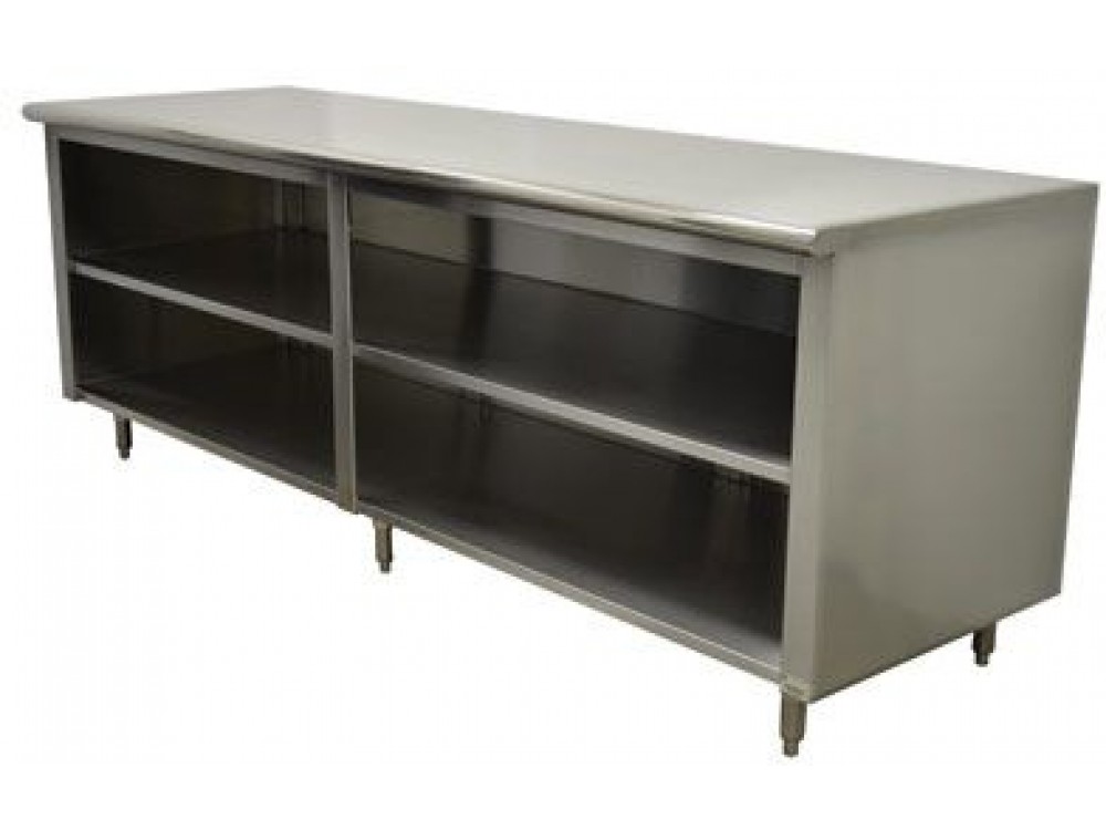 Advance Tabco EB-SS-249M 108"W x 24"D Open Base with Midshelf Flat Top Work Table