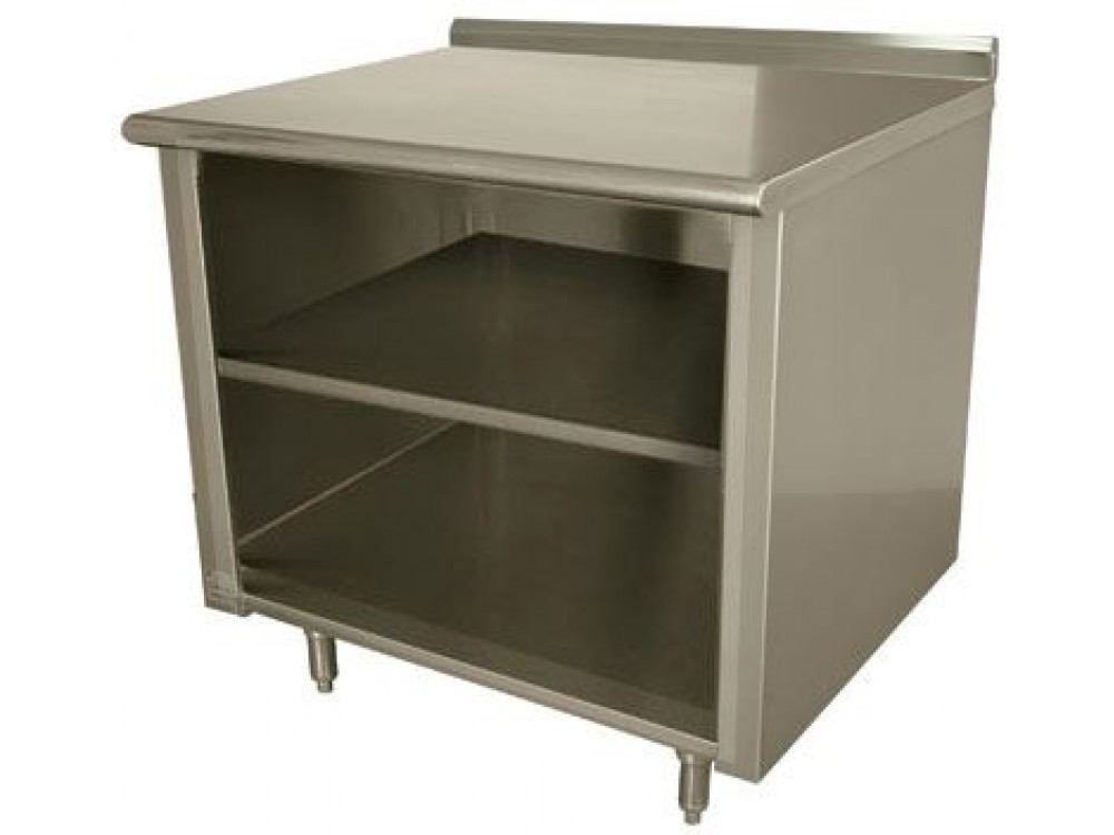 Advance Tabco EF-SS-243M 36"W x 24"D Open Base with Fixed Mid-Shelf 1.5" Backsplash Work Table