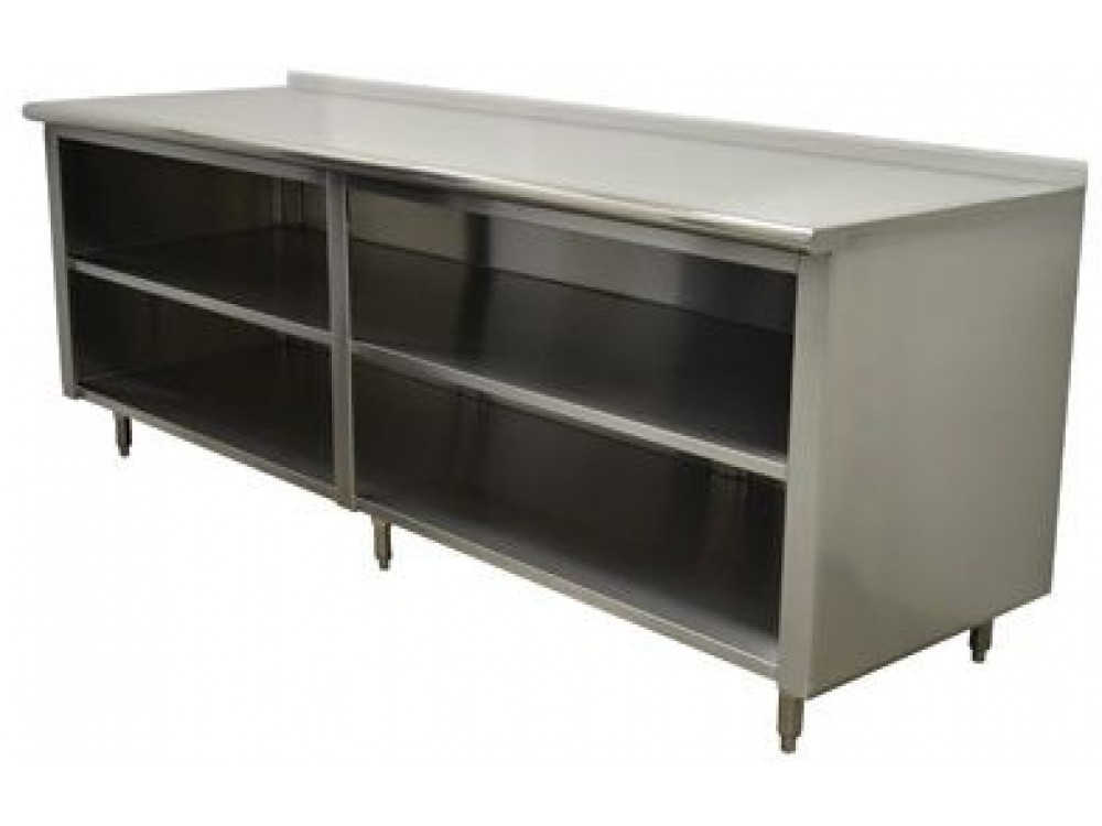 Advance Tabco EF-SS-246M 72"W x 24"D Open Base with Fixed Mid-Shelf 1.5" Backsplash Work Table