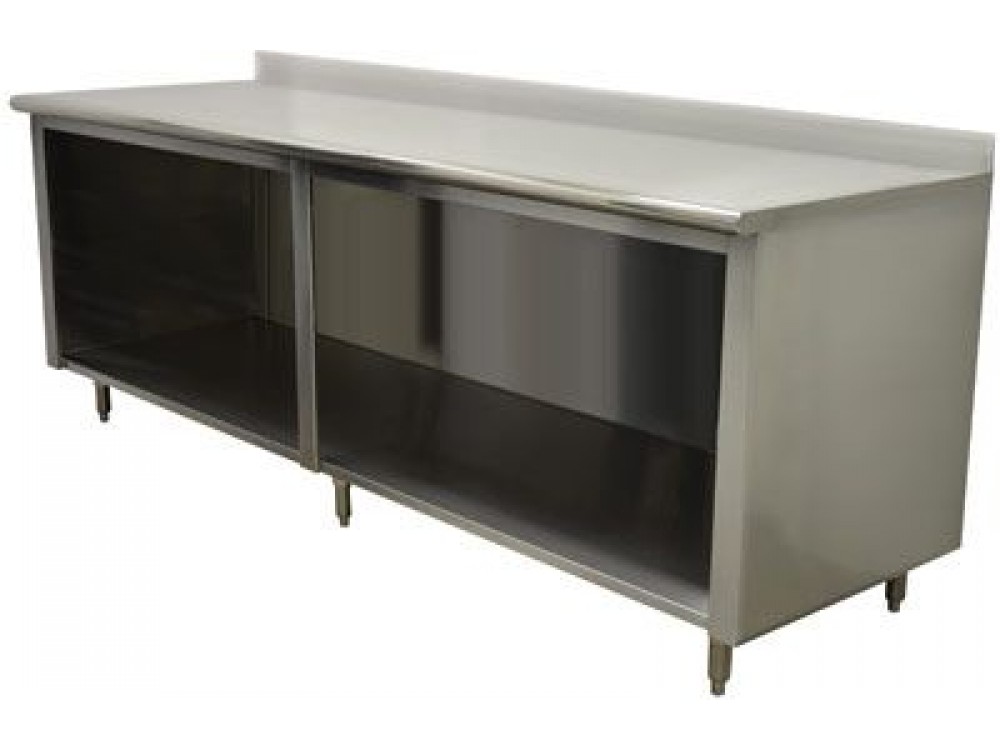 Advance Tabco EK-SS-249 108"W x 24"D Open Front Cabinet Base 5"H Backsplash Work Table