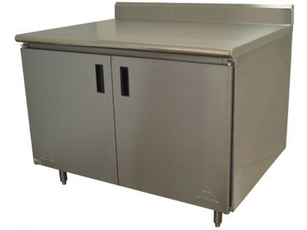 Advance Tabco HK-SS-245 60"W x 24"D Cabinet Base with Hinged Doors 5"H Backsplash Work Table