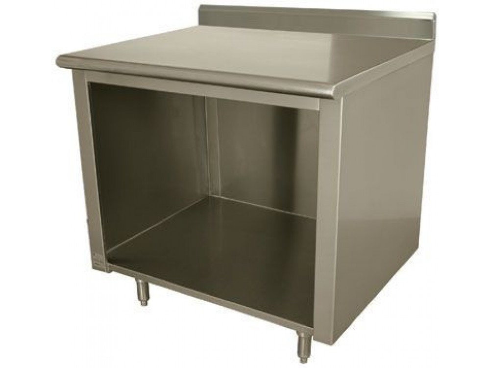 Advance Tabco EK-SS-364 48"W x 36"D Open Front Cabinet Base 5"H Backsplash Work Table