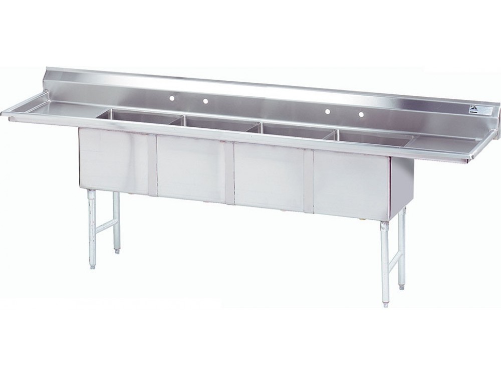 Advance Tabco FC-4-2424-24RL 2-Drain 4-Compartment Fabricated Economy Sink