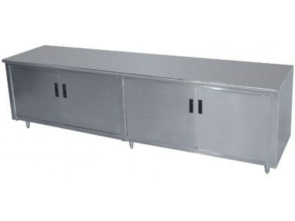 Advance Tabco HB-SS-366M 72"W x 36"D Cabinet Base with Midshelf Flat Top Work Table