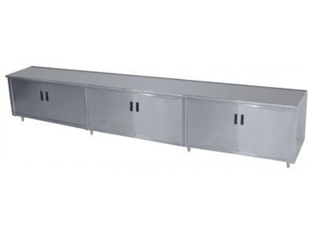 Advance Tabco HB-SS-3012M 144"W x 30"D Cabinet Base with Midshelf Flat Top Work Table