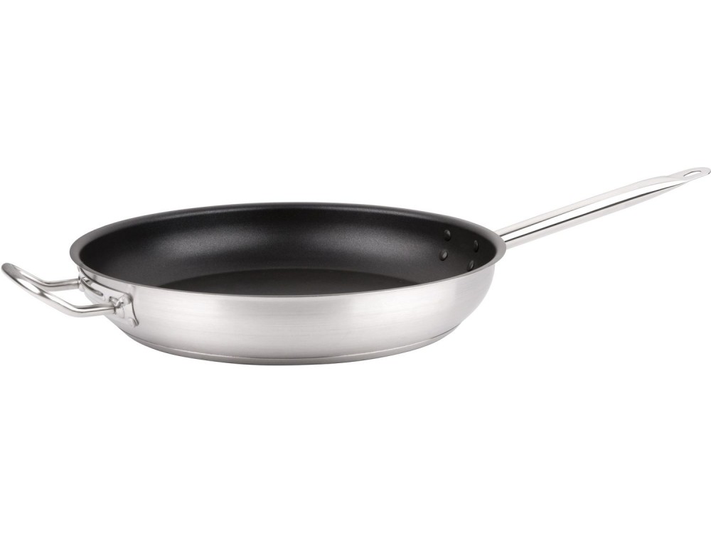 Omcan 85274 12" Non-stick Stainless Steel Fry Pan with Help Handle