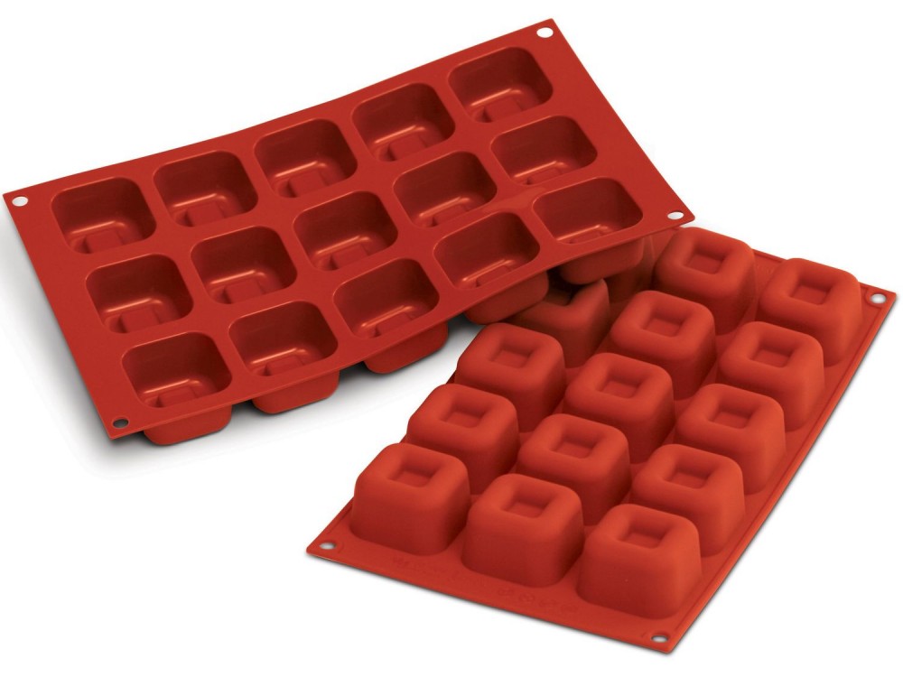 Silikomart SF081 15 pcs 1.52 oz. Square Savarin Silicone Mold