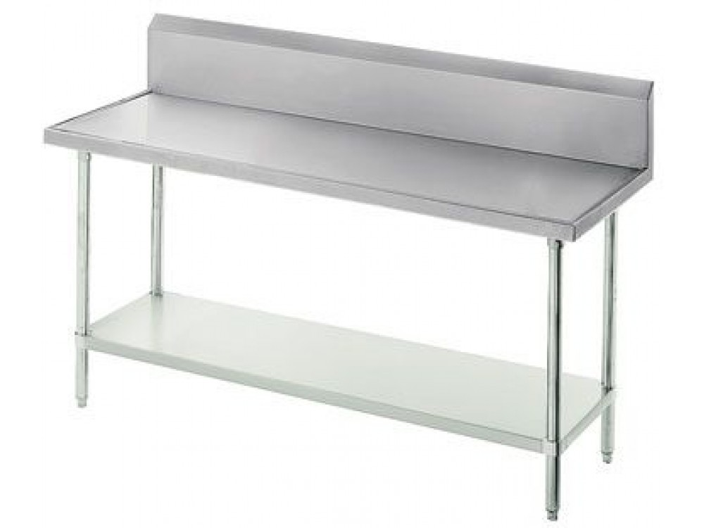 Advance Tabco VKG-363 36" x 36" 14 Gauge Spec-Line 10" Backsplash with Undershelf Work Table