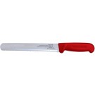 Omcan 12702 Red Polypropylene Handle 12" Slicer Straight Wave Edge Blade Knife