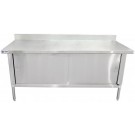 Omcan 24407 30" x 60" 304 Stainless Steel Knock-down Worktable with Cabinet and 4" Backsplash