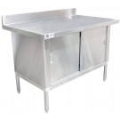 Omcan 24405 Overhang Edge 30" x 72" 430 Stainless Steel Knock-down Worktable with Cabinet and 4" Backsplash