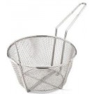 Omcan 80382 10Pcs 9" Handle 10 1/2" X 6" Round Wire Fry Basket 6 Mesh
