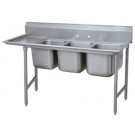 Advance Tabco 9-63-54-24L Left-Hand Drainboard 3-Compartment Super Saver Regaline Sink