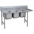Advance Tabco 9-3-54-18R Right-Hand Drainboard 3-Compartment Super Saver Regaline Sink