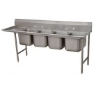 Advance Tabco 9-64-72-36L Left-Hand Drainboard 4-Compartment Super Saver Regaline Sink