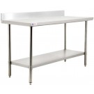 Omcan 44340 EL Series 24" x 72" All Stainless Steel Worktable with Backsplash