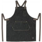 Winco BADN-3126 Brown Straps Cross-Back Heavyweight Denim Bib Apron