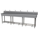 Advance Tabco FC-WM-120FV 120"L 8" Deep 16 Gauge Toe-Push Operated A.D.A. Multiwash Hand Sink