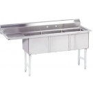 Advance Tabco FC-3-1515-15L Left-Hand Drainboard 3-Compartment Fabricated Economy Sink