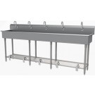 Advance Tabco FS-WM-100FV 100"L 8" Deep 14 Gauge Toe-Push Operated NSF Multi-Stations Hand Sink