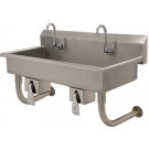 Advance Tabco FS-WM-40KV 40"L 8" Deep 14 Gauge Knee Operated NSF Multi-Stations Hand Sink