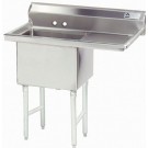 Advance Tabco FS-1-2424-18R Right-Hand Drainboard 1-Compartment Fabricated NSF Sink