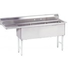 Advance Tabco FS-3-2424-18L Left-Hand Drainboard 3-Compartment Fabricated NSF Sink