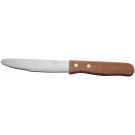 Winco KB-15W 5" Blade Wooden Handle Round Tip Jumbo Steak Knives