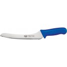 Winco KWP-92U STAL 9" Blue Polypropylene Handle Offset Bread Knife