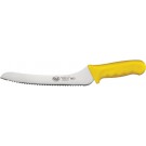 Winco KWP-92Y STAL 9"  Yellow Polypropylene Handle Offset Bread Knife