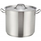 Winco SST-12 12 Quart Stainless Steel Stock Pot with Cover