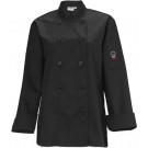 Winco UNF-7KL Large Black Women's Tapered Fit Chef Jacket