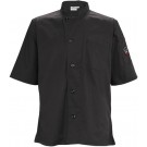 Winco UNF-9KM Medium Black Tapered Fit Ventilated Chef Shirt