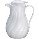 Winco VSW-64W Push Button White Swirl 64oz Insulated Beverage Server