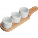 Winco WDP015-103 Durable White 24 sets/case 11-5/8" x 3-1/8" Porcelain Trio Bowl Set with Wdn Plate