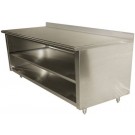 Advance Tabco EK-SS-2410M 120"W x 24"D Open Front Cabinet Base with Mid-Shelf 5"H Backsplash Work Table