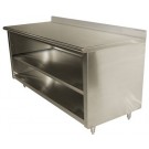 Advance Tabco EK-SS-303M 36"W x 30"D Open Front Cabinet Base with Mid-Shelf 5"H Backsplash Work Table