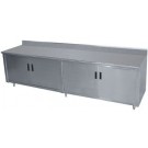 Advance Tabco HK-SS-249 108"W x 24"D Cabinet Base with Hinged Doors 5"H Backsplash Work Table