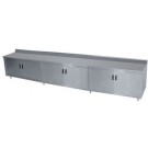 Advance Tabco HK-SS-3612M 144"W x 36"D Cabinet Base with Hinged Doors and Mid-Shelf 5"H Backsplash Work Table