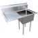 Omcan 41855 3.5" Center Drain and Left Drain Board 24" x 24" x 14" One Tub Sink