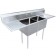 Omcan 43793 3.5" Center Drain and Two Drain Boards 24" x 24" x 14" Two Tub Sink